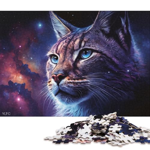 Puzzle 1000 Teile für Erwachsene, Cosmic Galaxy Lynx, Puzzle für Erwachsene, Puzzle aus Karton, Lernspielzeug (Größe 38 * 26 cm) von LiJianXXR