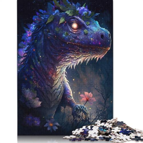 Puzzle 1000 Teile für Erwachsene, Dinosaurier, Blumen, Galaxie, Puzzle für Erwachsene, Holzpuzzle, Heimdekoration, Größe: 75 x 50 cm von LiJianXXR