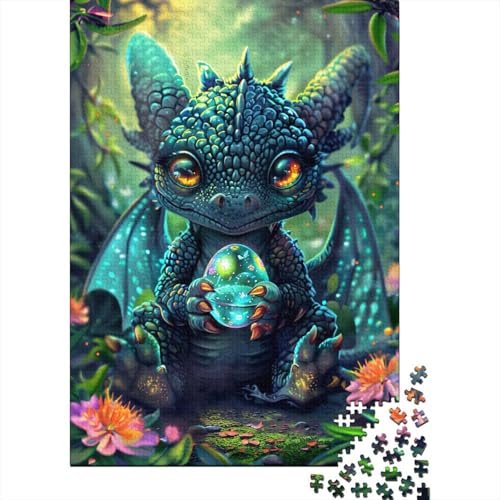 Puzzle 1000 Teile für Erwachsene, Drachenbaby, Puzzle für Kinder, Holzpuzzle, Weihnachtspuzzle, Geschenke (Größe 75 x 50 cm) von LiJianXXR