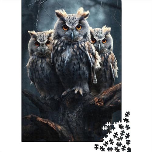 Puzzle 1000 Teile für Erwachsene, Eulen-Drillinge, Holzpuzzle für Erwachsene und Jugendliche von Puzzles für Erwachsene (Größe 75x50 cm) von LiJianXXR