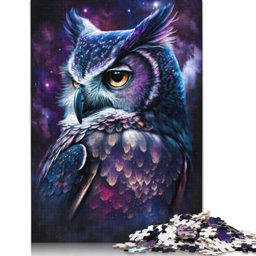 Puzzle 1000 Teile für Erwachsene, Eulen-Galaxie-Puzzle für Erwachsene, Holzpuzzles, anspruchsvoll, Aber unterhaltsam und humorvoll (Größe 75 x 50 cm) von LiJianXXR