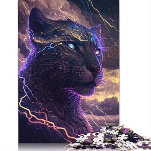 Puzzle 1000 Teile für Erwachsene, Fantasie-Puzzle mit schwarzem Leopardenmuster, Holzpuzzle für Erwachsene, Spaß für die ganze Familie, Puzzlegröße: 75 x 50 cm von LiJianXXR