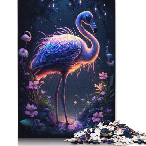 Puzzle 1000 Teile für Erwachsene, Flamingo-Blumen-Puzzle für Holzpuzzle, tolles Geschenk für Erwachsene, Größe: 75 x 50 cm von LiJianXXR