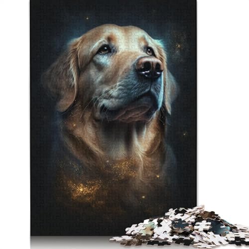 Puzzle 1000 Teile für Erwachsene, Galaxie, Weltraum, Golden Retriever, Puzzle für Erwachsene, Kartonpuzzle, Heimdekoration, Größe: 38 x 26 cm von LiJianXXR