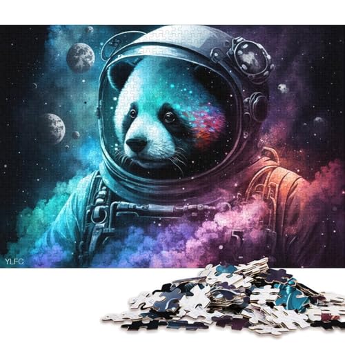 Puzzle 1000 Teile für Erwachsene, Galaxie-Astronauten-Panda-Puzzle, Holzpuzzle, Spielzeug, Wanddekoration (Größe 75 * 50 cm) von LiJianXXR