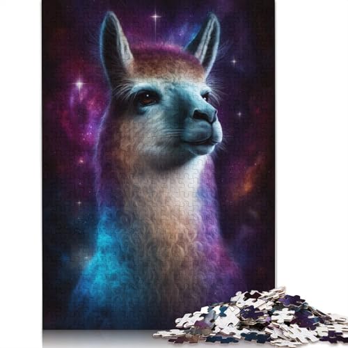 Puzzle 1000 Teile für Erwachsene, Galaxie-Tier-Alpaka-Puzzle für Erwachsene, Holzpuzzle, Familienspiele, Größe: 75 x 50 cm von LiJianXXR