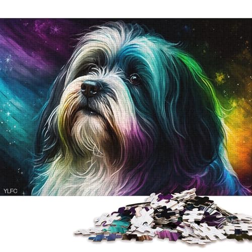 Puzzle 1000 Teile für Erwachsene, Havaneser-Hunde-Puzzle für Kinder, Holzpuzzle, tolles Geschenk für Erwachsene (Größe 75 * 50 cm) von LiJianXXR