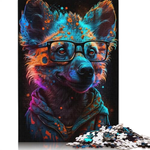 Puzzle 1000 Teile für Erwachsene, Hyänen tragen eine Brille, Puzzle für Erwachsene, Holzpuzzle, anspruchsvoll, Aber lustig und humorvoll (Größe 75 x 50 cm) von LiJianXXR