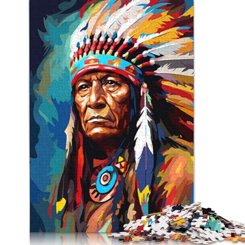 Puzzle 1000 Teile für Erwachsene, Indianer-Puzzle für Erwachsene und Kinder, Kartonpuzzle, Spielzeug, Denkspiel, 38 x 26 cm von LiJianXXR