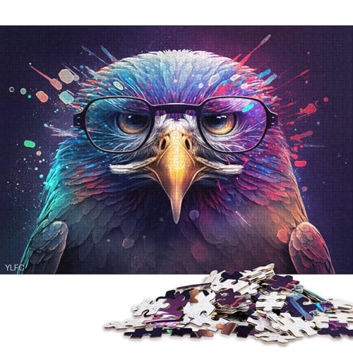 Puzzle 1000 Teile für Erwachsene, Kosmischer Adler mit Brille, Puzzle, Holzpuzzle, Spielzeug, Wanddekoration (Größe 75 * 50 cm) von LiJianXXR