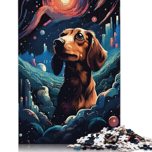 Puzzle 1000 Teile für Erwachsene, Kosmischer Dackel, Puzzles für Erwachsene und Kinder, Kartonpuzzle, Spielzeug, Denkspiel, 38 x 26 cm von LiJianXXR