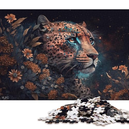 Puzzle 1000 Teile für Erwachsene, Kosmisches Galaxie-Leoparden-Puzzle für Kinder, Holzpuzzle, tolles Geschenk für Erwachsene (Größe 75 * 50 cm) von LiJianXXR