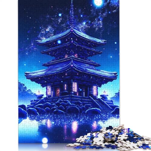 Puzzle 1000 Teile für Erwachsene, Kosmisches Japanisches Tempel-Puzzle für Erwachsene, Karton-Puzzle für Sommerliebhaber, Größe 38 x 26 cm von LiJianXXR