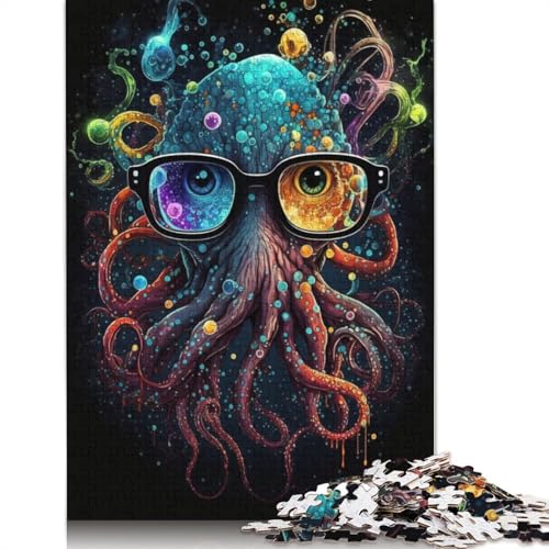 Puzzle 1000 Teile für Erwachsene, Krake mit Brille, Puzzle für Erwachsene, Papppuzzle, tolles Geschenk für Erwachsene (Größe 38 x 26 cm) von LiJianXXR