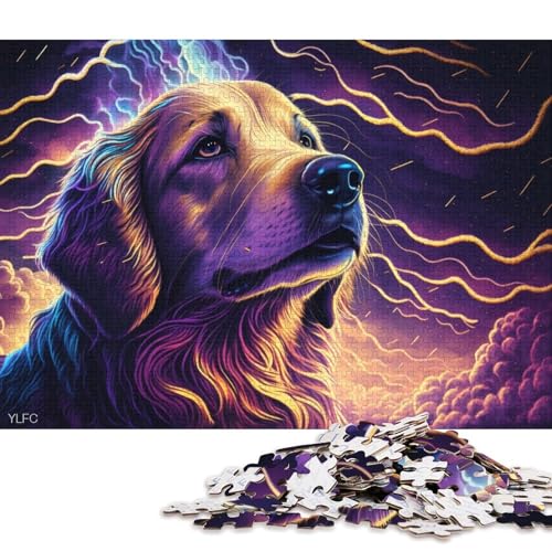 Puzzle 1000 Teile für Erwachsene, Kunst-Golden Retriever-Puzzle, Holzpuzzle, Spielzeug, Wanddekoration (Größe 75 * 50 cm) von LiJianXXR