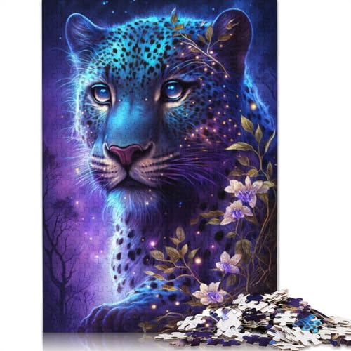 Puzzle 1000 Teile für Erwachsene, Leoparden-Blumen-Galaxie, Puzzle für Erwachsene, Kartonpuzzle, Heimdekoration, Größe: 38 x 26 cm von LiJianXXR