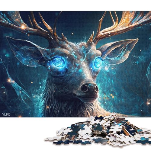 Puzzle 1000 Teile für Erwachsene, Magischer Hirsch-Krieger, Puzzle, Holzpuzzle, Spielzeug, Wanddekoration (Größe 75 * 50 cm) von LiJianXXR