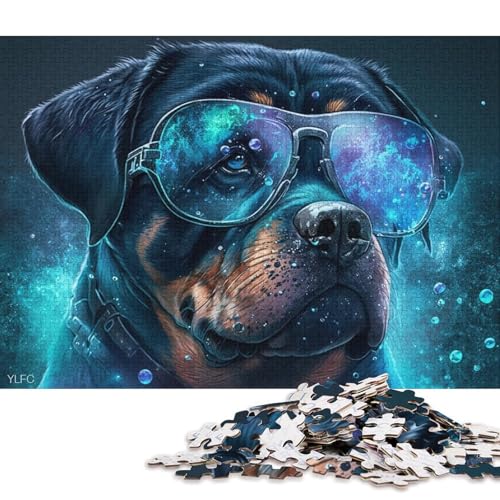 Puzzle 1000 Teile für Erwachsene, Magischer Rottweiler-Krieger, Puzzle für Erwachsene, Kartonpuzzle, Lernspielzeug (Größe 38 * 26 cm) von LiJianXXR