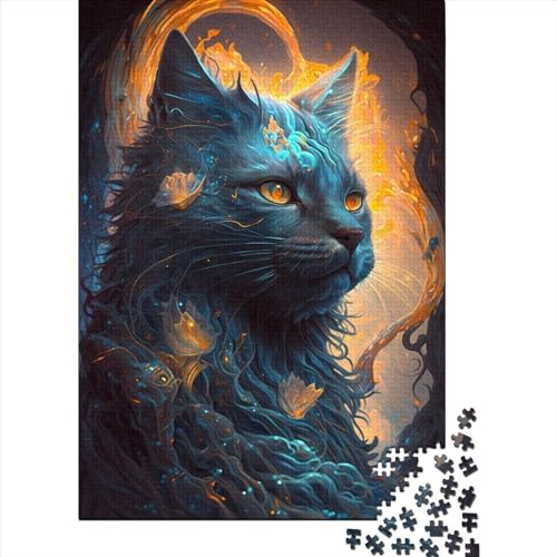 Puzzle 1000 Teile für Erwachsene, Maine-Coon-Katze, Holz, Premium-Puzzle, nachhaltiges Puzzle für Erwachsene | Spiele (Größe 75x50 cm) von LiJianXXR