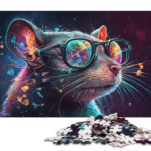 Puzzle 1000 Teile für Erwachsene, Maus mit Brille, Puzzle für Erwachsene, Holzpuzzle, Familiendekoration von LiJianXXR