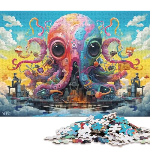 Puzzle 1000 Teile für Erwachsene, Oktopus-Roboter-Tier-Puzzle für Erwachsene, Kartonpuzzle, Lernspiel, Herausforderungsspielzeug 38x26cm/1000 Teile von LiJianXXR