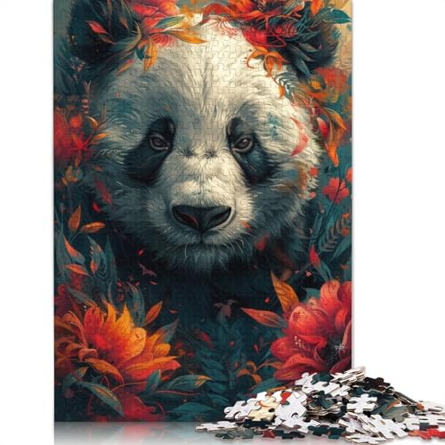 Puzzle 1000 Teile für Erwachsene, Panda in Blume, Puzzles für Erwachsene und Kinder, Holzpuzzle, Spielzeug, Denkspiel, 75 x 50 cm von LiJianXXR