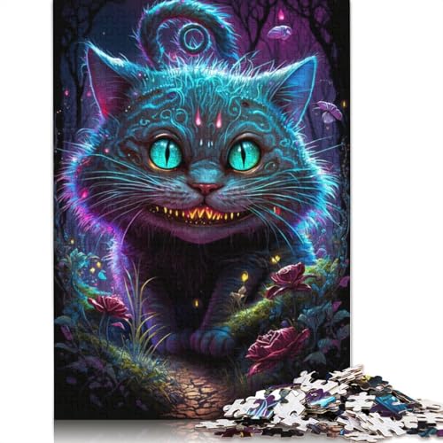 Puzzle 1000 Teile für Erwachsene, Psychedelische Katzen-Blumen-Galaxie, Puzzle für Erwachsene, Kartonpuzzle, Heimdekoration, Größe: 38 x 26 cm von LiJianXXR