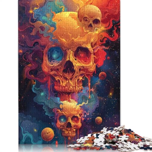 Puzzle 1000 Teile für Erwachsene, Psychedelischer Totenkopf, Puzzles für Erwachsene und Kinder, Holzpuzzle, Spielzeug, Denkspiel, 75 x 50 cm von LiJianXXR