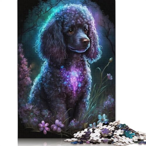 Puzzle 1000 Teile für Erwachsene, Pudel-Blumen-Galaxie, Puzzle für Holzpuzzle, tolles Geschenk für Erwachsene, Größe: 75 x 50 cm von LiJianXXR