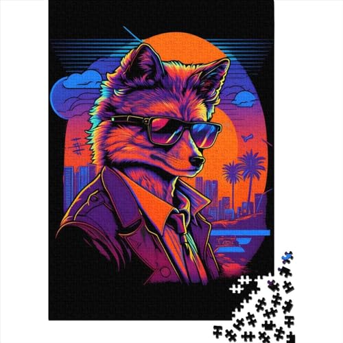 Puzzle 1000 Teile für Erwachsene, Red Fox Butcher Gangster, Holz, Premium-Puzzle, nachhaltiges Puzzle für Erwachsene | Spiele (Größe 75x50 cm) von LiJianXXR