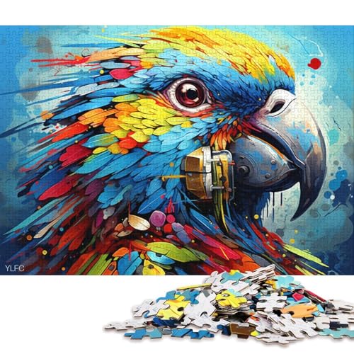 Puzzle 1000 Teile für Erwachsene, Roboter-Papagei-Vogel-Puzzle für Erwachsene, Holzpuzzle, dekomprimierendes geistiges Lernspielzeug 75x50cm/1000 Teile von LiJianXXR