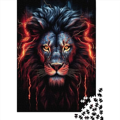 Puzzle 1000 Teile für Erwachsene, Roter Löwenkopf, Holz, Premium-Puzzle, Nachhaltiges Puzzle für Erwachsene | Spiele (Größe 75x50 cm) von LiJianXXR