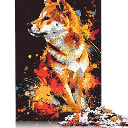 Puzzle 1000 Teile für Erwachsene, Shiba Inu Dog Art Puzzle für Erwachsene, Holzpuzzle für Sommerliebhaber, Größe 75 x 50 cm von LiJianXXR