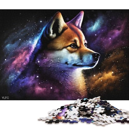 Puzzle 1000 Teile für Erwachsene, Tier-Puzzle Shiba Inu Universe, Holzpuzzle, Spielzeug, Wanddekoration (Größe 75 * 50 cm) von LiJianXXR