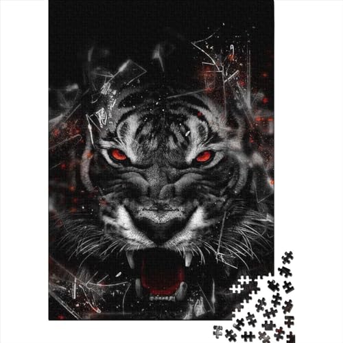 Puzzle 1000 Teile für Erwachsene, Tiger, Holz, Premium-Puzzle, nachhaltiges Puzzle für Erwachsene | Spiele (Größe 75x50 cm) von LiJianXXR