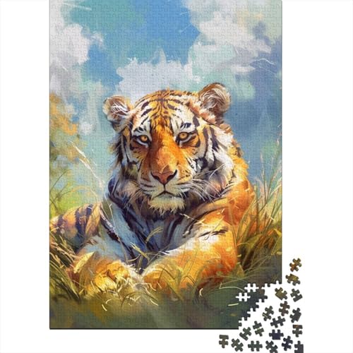 Puzzle 1000 Teile für Erwachsene, Tiger, kreatives quadratisches Puzzle für Erwachsene und Kinder, Holzbrett-Puzzle, Heimdekoration, Puzzle-Spielzeug, Größe: 75 x 50 cm von LiJianXXR