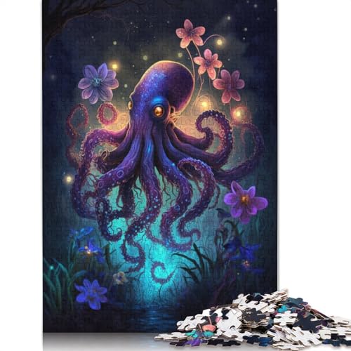 Puzzle 1000 Teile für Erwachsene, Verträumte Kraken-Blumen-Puzzles für Erwachsene, Kartonpuzzle, Heimdekoration, Größe: 38 x 26 cm von LiJianXXR