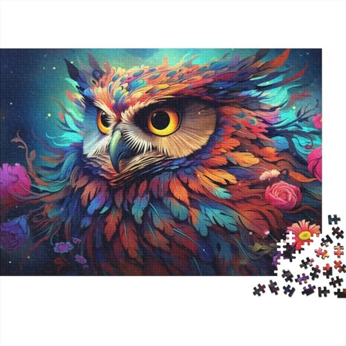 Puzzle 1000 Teile für Erwachsene, buntes, seltsames Eulen-Puzzle für Erwachsene, Holzpuzzle, Lernspielzeug, 50 x 75 cm von LiJianXXR