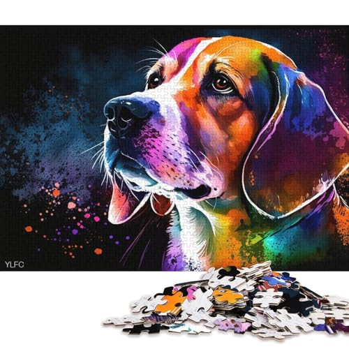 Puzzle 1000 Teile für Erwachsene, buntes Beagle-Puzzle für Erwachsene, Puzzle aus Karton, Lernspielzeug (Größe 38 * 26 cm) von LiJianXXR