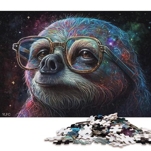 Puzzle 1000 Teile für Erwachsene, buntes Faultier mit Brille, Puzzle aus Karton, Spielzeug, Wanddekoration (Größe 38 * 26 cm) von LiJianXXR