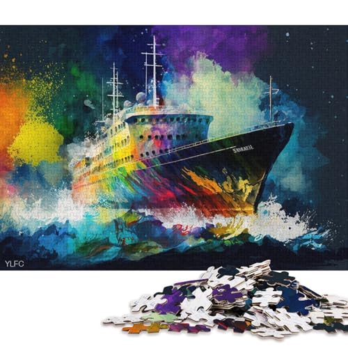 Puzzle 1000 Teile für Erwachsene, buntes Schiffspuzzle, Holzpuzzle, Spielzeug, Wanddekoration (Größe 75 * 50 cm) von LiJianXXR