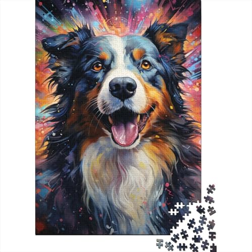 Puzzle 1000 Teile für Erwachsene, farbenfrohes Psychedelisch von Galaxy Collie, Puzzle für Erwachsene, Holzpuzzle, Lernspielzeug, 50 x 75 cm von LiJianXXR