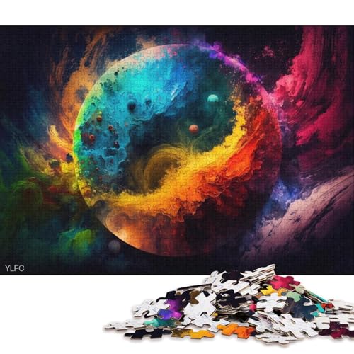 Puzzle 1000 Teile für Erwachsene, farbenfrohes Universum-Planeten-Puzzle, Karton-Puzzle, Spielzeug, Wanddekoration (Größe 38 * 26 cm) von LiJianXXR