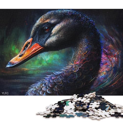 Puzzle 1000 Teile für Erwachsene, farbenfrohes schwarzes Schwanen-Puzzle, Holzpuzzle, Spielzeug, Wanddekoration (Größe 75 * 50 cm) von LiJianXXR