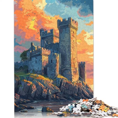 Puzzle 1000 Teile für Erwachsene, farbige Castell Caernarfon-Puzzles für Erwachsene und Kinder, Holzpuzzle, Spielzeug, Denkspiel, 75 x 50 cm von LiJianXXR