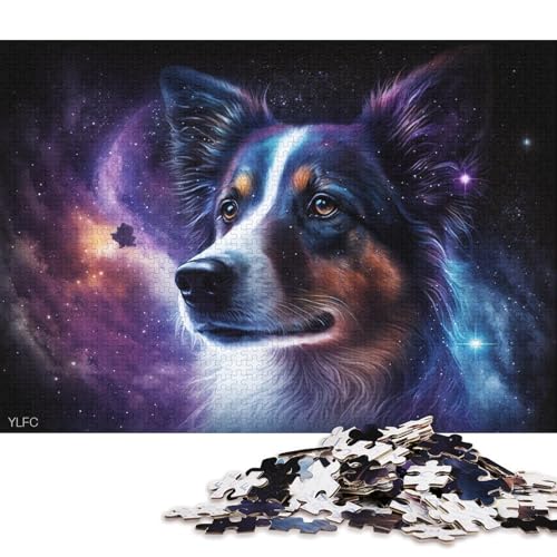 Puzzle 1000 Teile für Erwachsene, kosmische Galaxie, Border Collie, Puzzle für Erwachsene, Puzzle aus Karton, Lernspielzeug (Größe 38 * 26 cm) von LiJianXXR