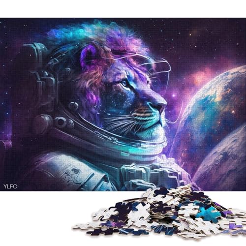 Puzzle 1000 Teile für Erwachsene, kosmische Kunst, Astronauten-Löwe, Puzzle für Erwachsene, Puzzle aus Karton, Lernspielzeug (Größe 38 * 26 cm) von LiJianXXR