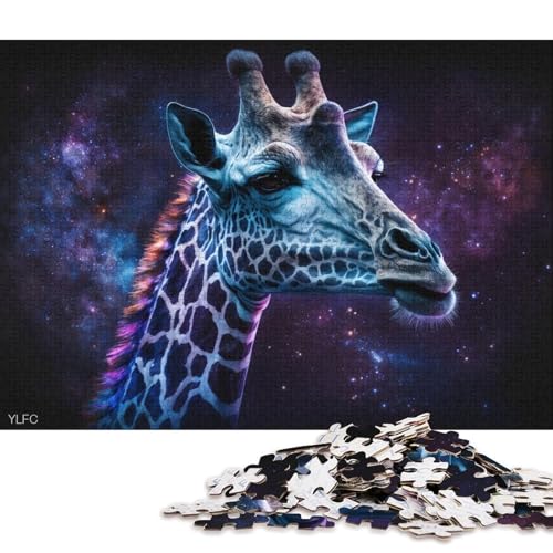 Puzzle 1000 Teile für Erwachsene, kosmisches Giraffen-Puzzle, Karton-Puzzle, Spielzeug, Wanddekoration (Größe 38 * 26 cm) von LiJianXXR