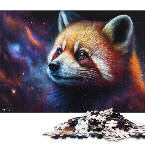 Puzzle 1000 Teile für Erwachsene, kosmisches Tier, Roter Panda, Puzzle für Erwachsene, Holzpuzzle, Lernspielzeug (Größe 75 * 50 cm) von LiJianXXR