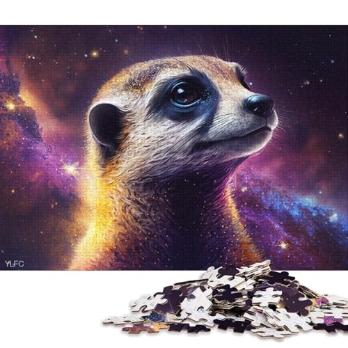 Puzzle 1000 Teile für Erwachsene, kosmisches Tier-Erdmännchen-Puzzle, Karton-Puzzle, Spielzeug, Wanddekoration (Größe 38 * 26 cm) von LiJianXXR